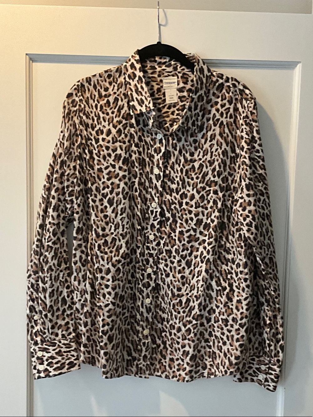 J. Crew Leopard Print Perfect  Shirt in Black, Brown, Cream